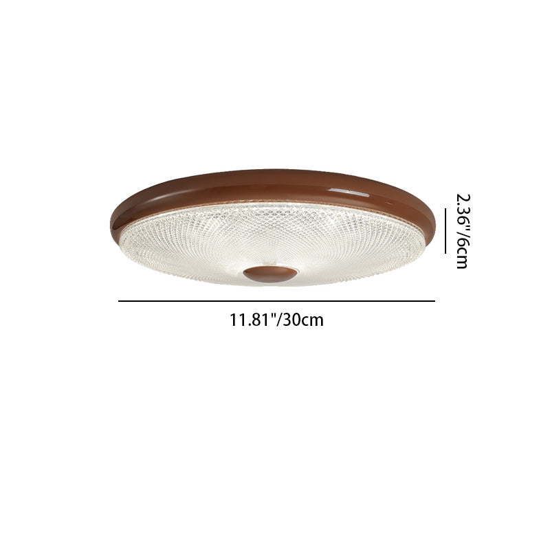 Plafonnier LED moderne minimaliste rond en verre crème cristal fer pour chambre à coucher 