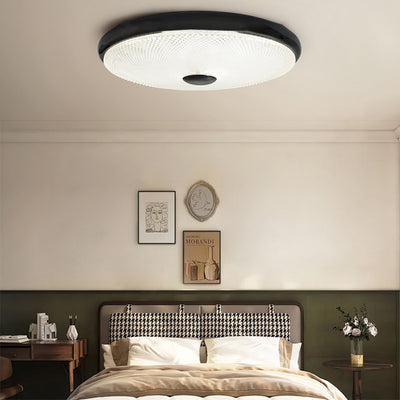 Plafonnier LED moderne minimaliste rond en verre crème cristal fer pour chambre à coucher 
