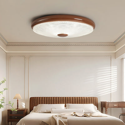 Plafonnier LED moderne minimaliste rond en verre crème cristal fer pour chambre à coucher 