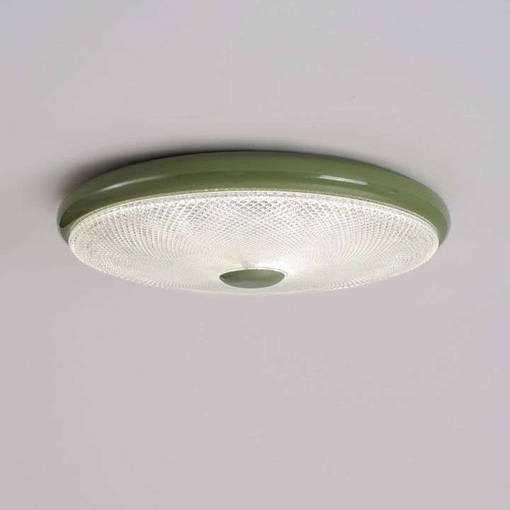 Modern Minimalist Cream Round Glass Crystal Iron LED Flush Mount Ceiling Light For Bedroom