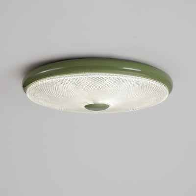 Plafonnier LED moderne minimaliste rond en verre crème cristal fer pour chambre à coucher 