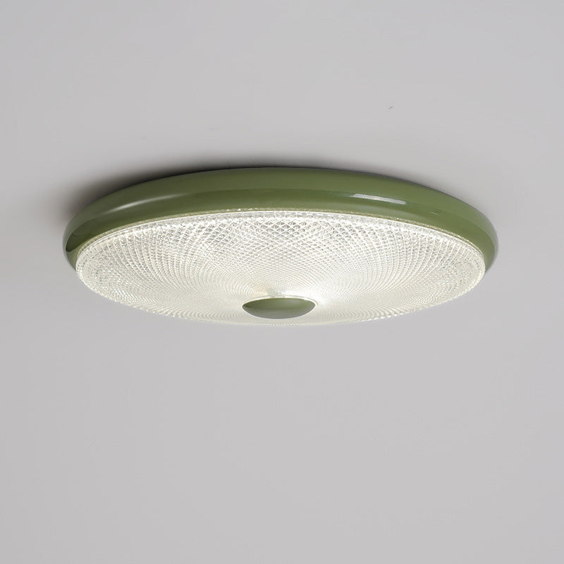 Plafonnier LED moderne minimaliste rond en verre crème cristal fer pour chambre à coucher 