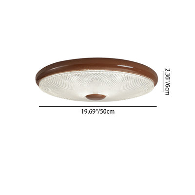 Plafonnier LED moderne minimaliste rond en verre crème cristal fer pour chambre à coucher 