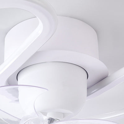 Contemporary Creative Iron Silicone ABS Round Square LED Semi-Flush Mount Ceiling Fan Light Living Room