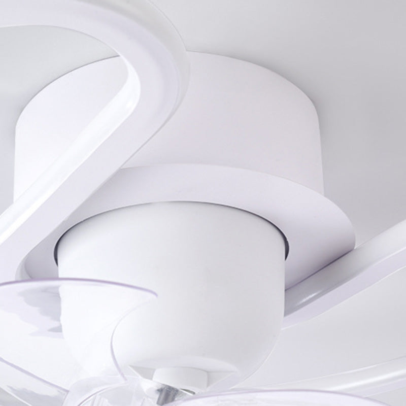 Contemporary Creative Iron Silicone ABS Round Square LED Semi-Flush Mount Ceiling Fan Light Living Room