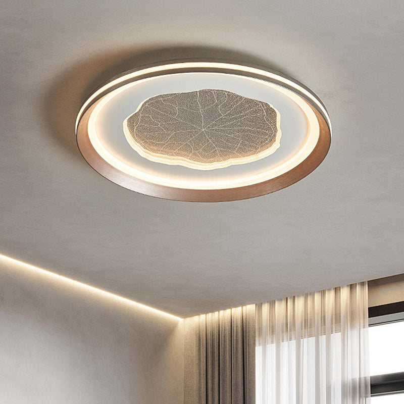 Plafonnier LED moderne minimaliste rond en feuille de lotus en fer aluminium acrylique pour salon 