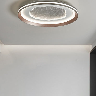 Plafonnier LED moderne minimaliste rond en feuille de lotus en fer aluminium acrylique pour salon 