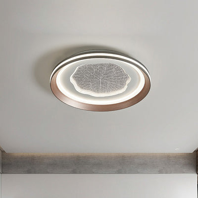 Plafonnier LED moderne minimaliste rond en feuille de lotus en fer aluminium acrylique pour salon 
