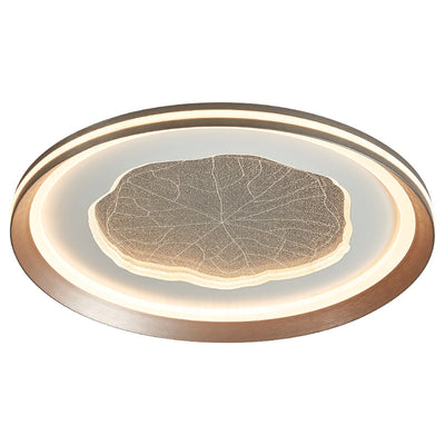 Plafonnier LED moderne minimaliste rond en feuille de lotus en fer aluminium acrylique pour salon 