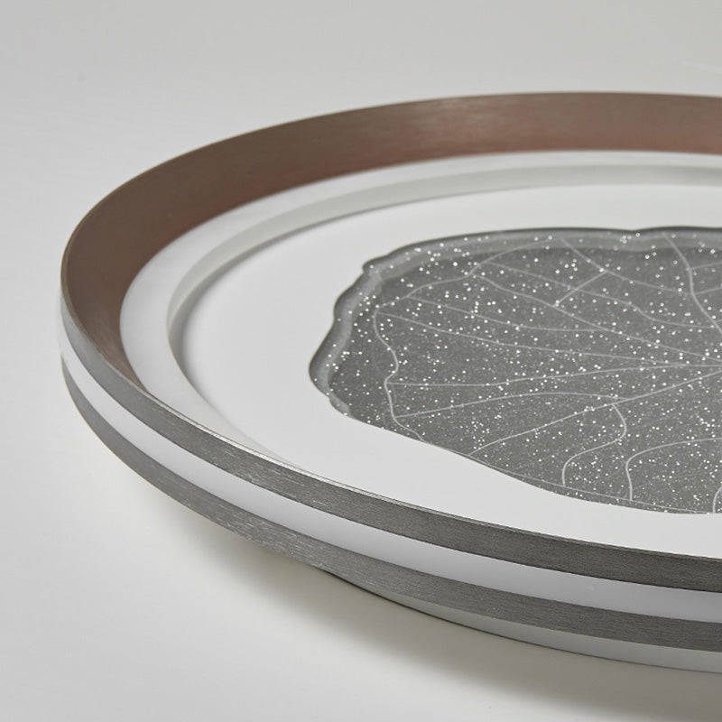 Plafonnier LED moderne minimaliste rond en feuille de lotus en fer aluminium acrylique pour salon 