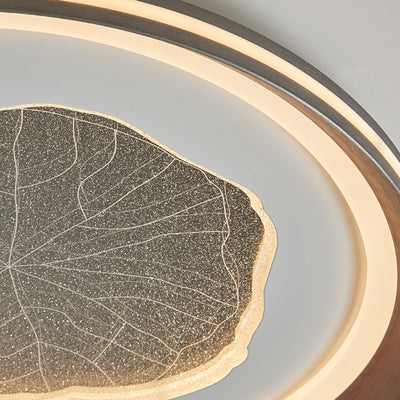 Plafonnier LED moderne minimaliste rond en feuille de lotus en fer aluminium acrylique pour salon 