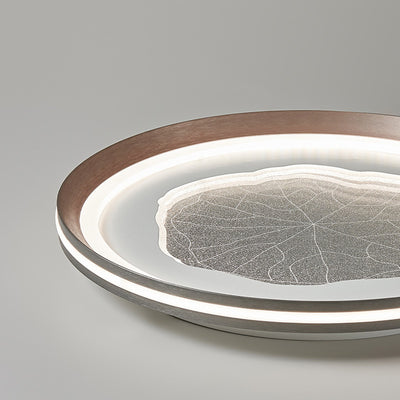 Plafonnier LED moderne minimaliste rond en feuille de lotus en fer aluminium acrylique pour salon 