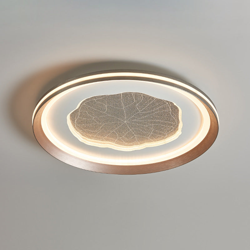 Plafonnier LED moderne minimaliste rond en feuille de lotus en fer aluminium acrylique pour salon 