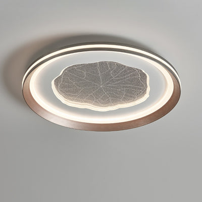 Plafonnier LED moderne minimaliste rond en feuille de lotus en fer aluminium acrylique pour salon 