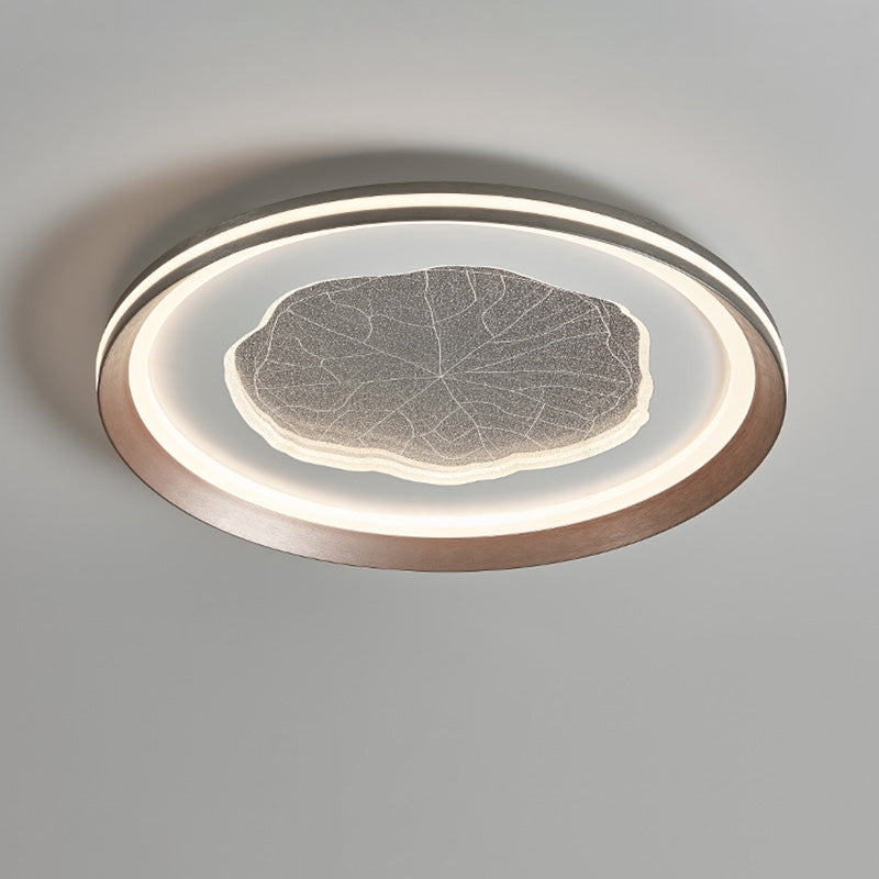 Plafonnier LED moderne minimaliste rond en feuille de lotus en fer aluminium acrylique pour salon 