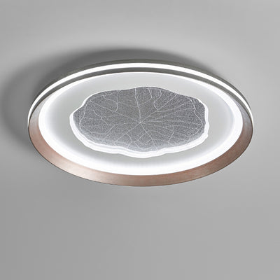 Plafonnier LED moderne minimaliste rond en feuille de lotus en fer aluminium acrylique pour salon 