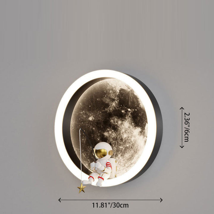 Lampe murale LED pour enfants avec abat-jour en acrylique, matériel astronaute, espace rond créatif contemporain pour chambre à coucher 