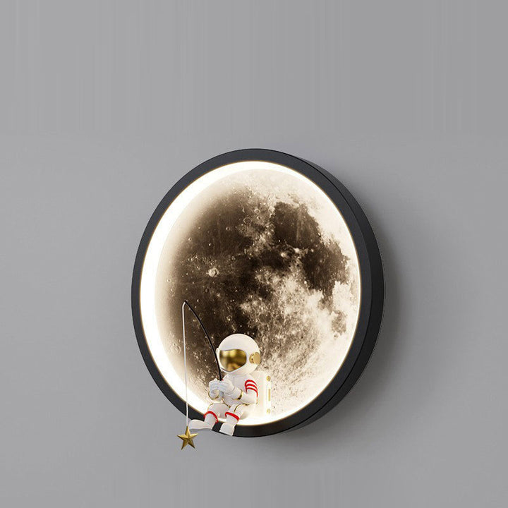Lampe murale LED pour enfants avec abat-jour en acrylique, matériel astronaute, espace rond créatif contemporain pour chambre à coucher 