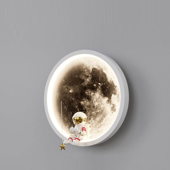 Lampe murale LED pour enfants avec abat-jour en acrylique, matériel astronaute, espace rond créatif contemporain pour chambre à coucher 