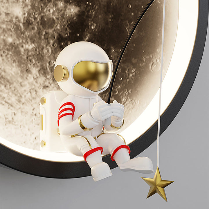 Lampe murale LED pour enfants avec abat-jour en acrylique, matériel astronaute, espace rond créatif contemporain pour chambre à coucher 