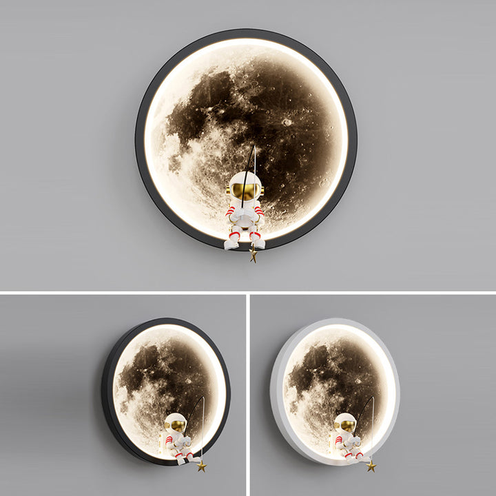 Lampe murale LED pour enfants avec abat-jour en acrylique, matériel astronaute, espace rond créatif contemporain pour chambre à coucher 