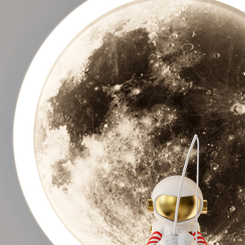 Lampe murale LED pour enfants avec abat-jour en acrylique, matériel astronaute, espace rond créatif contemporain pour chambre à coucher 