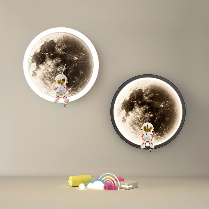 Lampe murale LED pour enfants avec abat-jour en acrylique, matériel astronaute, espace rond créatif contemporain pour chambre à coucher 