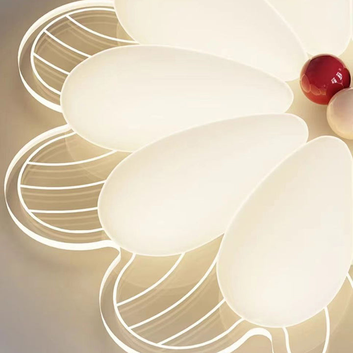 Contemporary Creative Flower Iron PE LED Flush Mount Ceiling Light For Bedroom