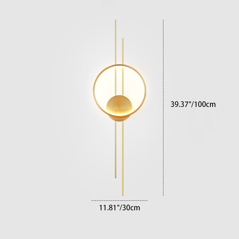 مصباح حائط LED مع ارتفاع قابل للتعديل من السيليكون والنحاس بخط دائري حديث وبسيط لغرفة النوم 