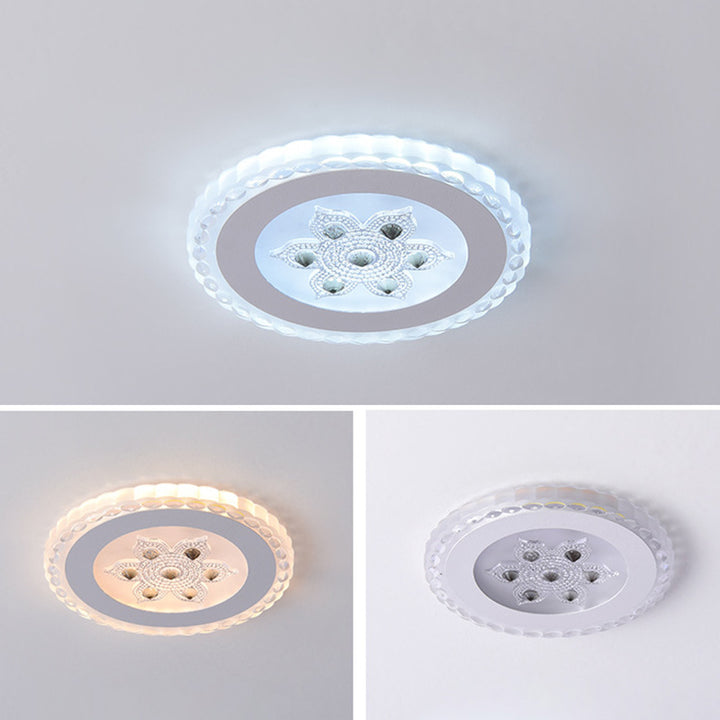 Plafonnier LED rond carré créatif contemporain en fer et résine avec fleurs pour chambre 