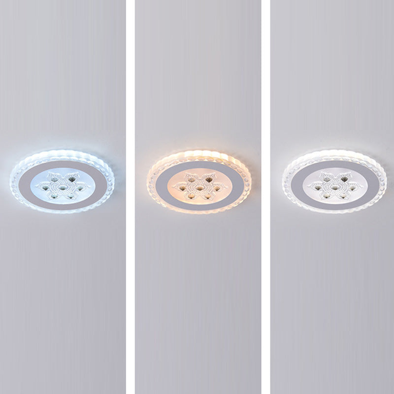Plafonnier LED rond carré créatif contemporain en fer et résine avec fleurs pour chambre 