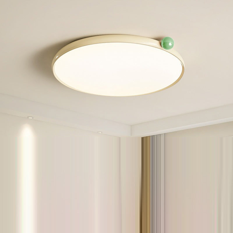 モダンミニマリストラウンド小豆鉄PVC LEDフラッシュマウント天井ライトリビングルーム用 