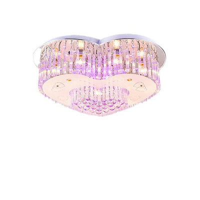 Contemporain Créatif Romantique Forme de Cœur en Cristal Verre Plafonnier Semi-Encastré à 7 Lumières Pour Salon 
