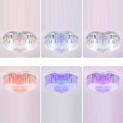 Contemporain Créatif Romantique Forme de Cœur en Cristal Verre Plafonnier Semi-Encastré à 7 Lumières Pour Salon 