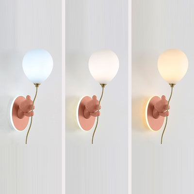 Lámpara de Aplique de Pared de 1 Luz con Globo de Vidrio de Resina de Oso de Dibujos Animados Creativo Contemporáneo para Niños para Dormitorio 
