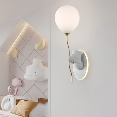 Lámpara de Aplique de Pared de 1 Luz con Globo de Vidrio de Resina de Oso de Dibujos Animados Creativo Contemporáneo para Niños para Dormitorio 