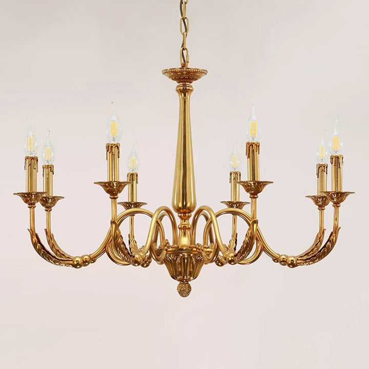 Traditional European Copper Candlestick 6/8/10-Light Chandeliers For Living Room