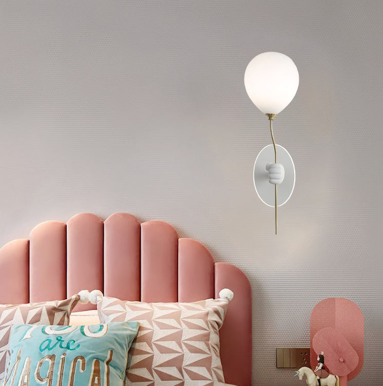 Lámpara de Aplique de Pared de 1 Luz con Globo de Vidrio de Resina de Oso de Dibujos Animados Creativo Contemporáneo para Niños para Dormitorio 