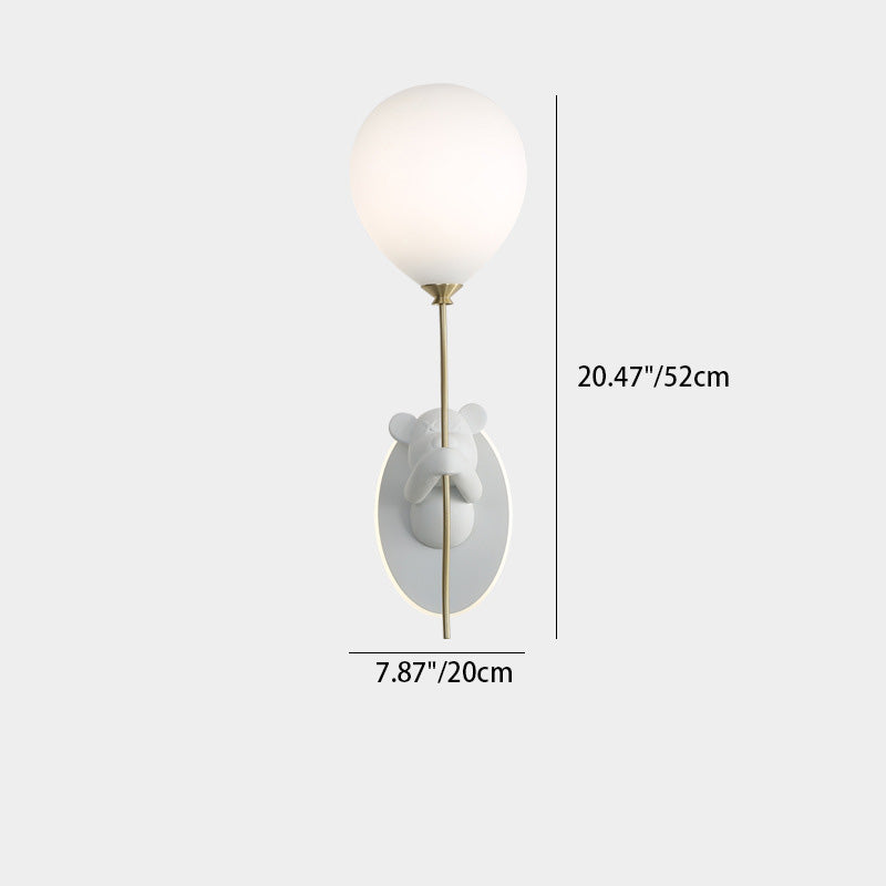 Lámpara de Aplique de Pared de 1 Luz con Globo de Vidrio de Resina de Oso de Dibujos Animados Creativo Contemporáneo para Niños para Dormitorio 