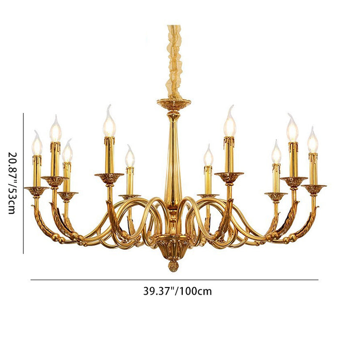 Traditional European Copper Candlestick 6/8/10-Light Chandeliers For Living Room