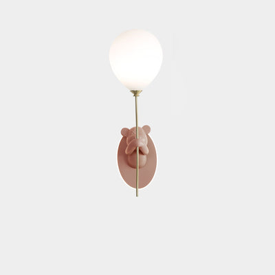 Lámpara de Aplique de Pared de 1 Luz con Globo de Vidrio de Resina de Oso de Dibujos Animados Creativo Contemporáneo para Niños para Dormitorio 