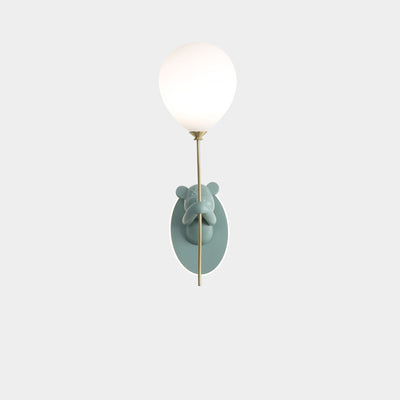 Lámpara de Aplique de Pared de 1 Luz con Globo de Vidrio de Resina de Oso de Dibujos Animados Creativo Contemporáneo para Niños para Dormitorio 