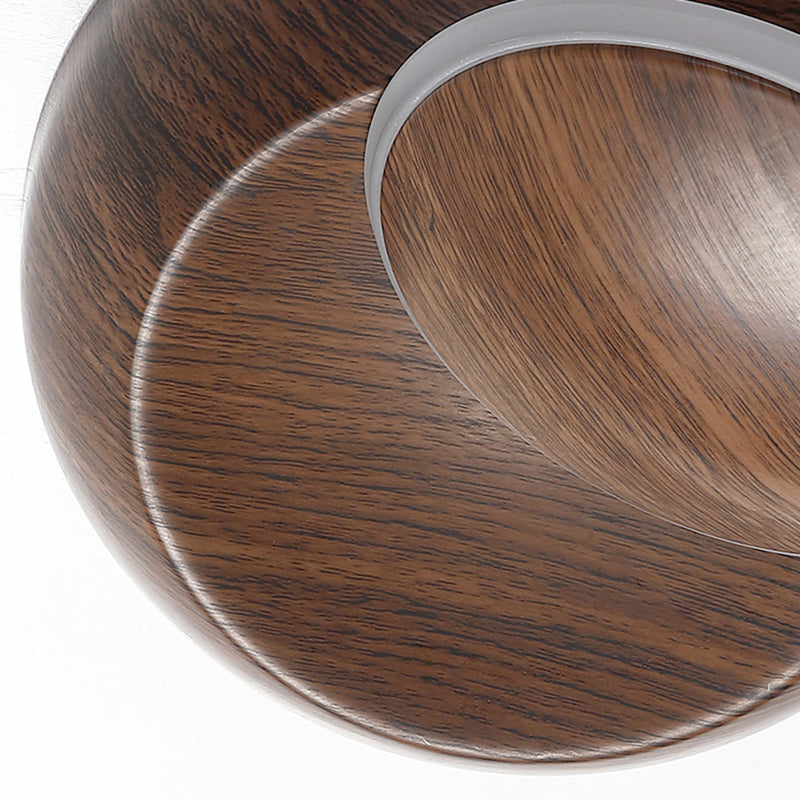 Lampe murale LED contemporaine et créative avec ombre de lune rotative, grain de bois rond, fer et aluminium pour chambre d&