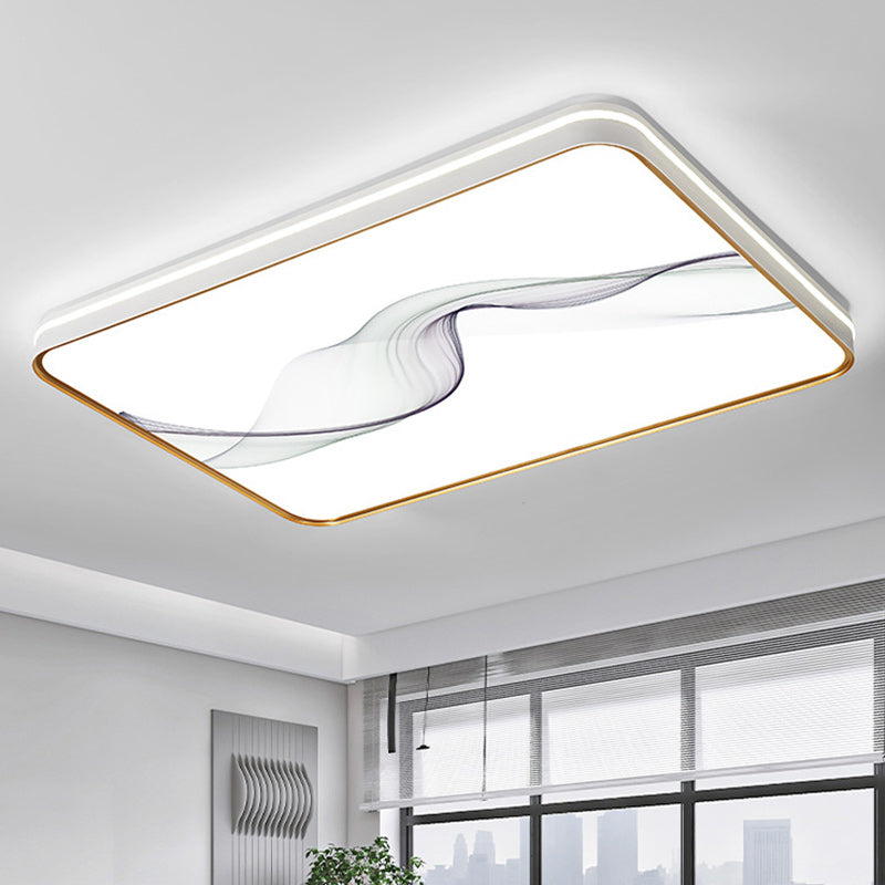Plafonnier LED en fer, acrylique, aluminium, rond, carré, rectangle, lotus, ligne, style chinois traditionnel pour salon 