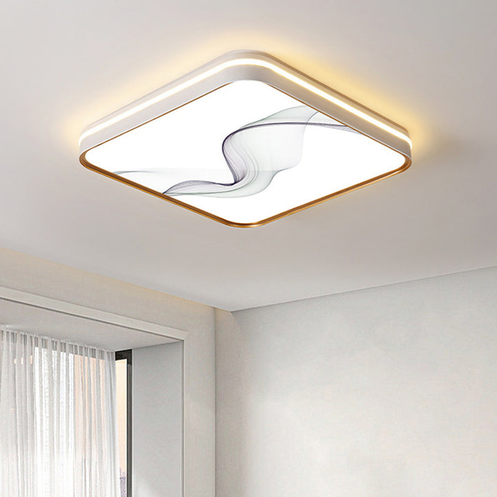 Plafonnier LED en fer, acrylique, aluminium, rond, carré, rectangle, lotus, ligne, style chinois traditionnel pour salon 