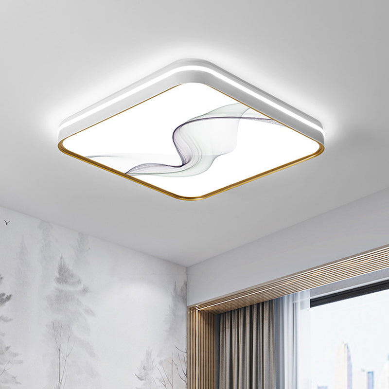 Plafonnier LED en fer, acrylique, aluminium, rond, carré, rectangle, lotus, ligne, style chinois traditionnel pour salon 