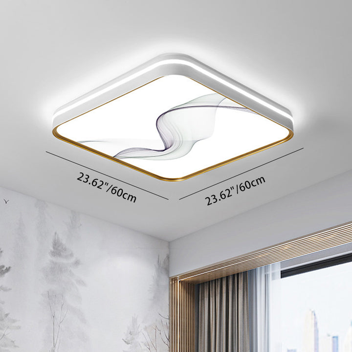 Plafonnier LED en fer, acrylique, aluminium, rond, carré, rectangle, lotus, ligne, style chinois traditionnel pour salon 