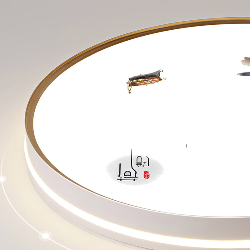 Plafonnier LED en fer, acrylique, aluminium, rond, carré, rectangle, lotus, ligne, style chinois traditionnel pour salon 
