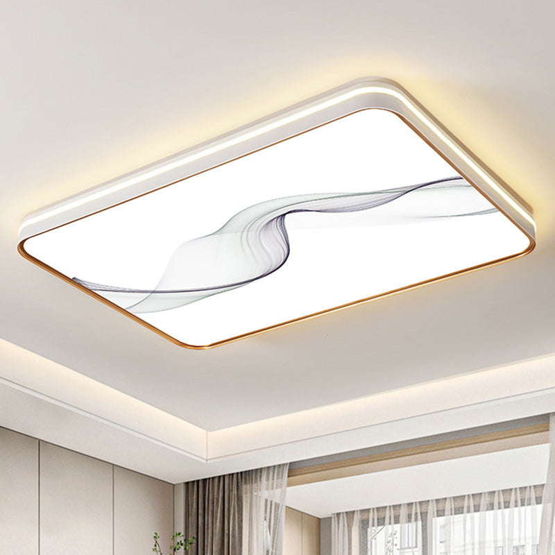 Plafonnier LED en fer, acrylique, aluminium, rond, carré, rectangle, lotus, ligne, style chinois traditionnel pour salon 