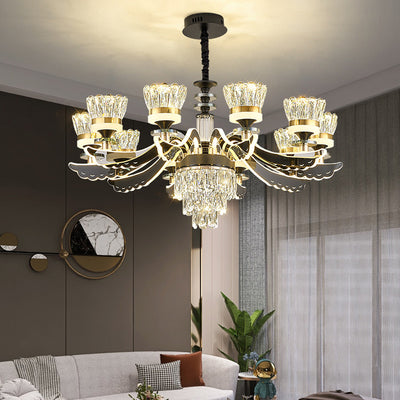 Modern Luxury Candle Crystal Stainless Steel Acrylic LED Chandelier For Living Room